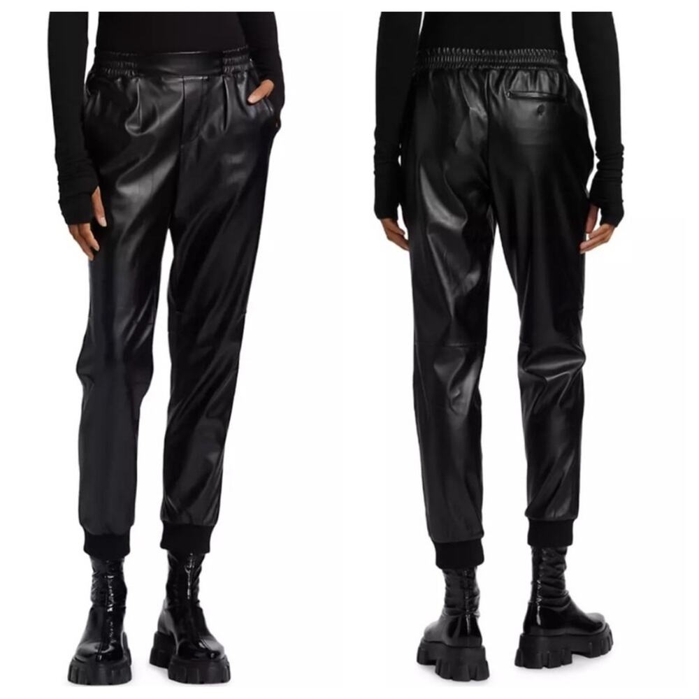 ATM Vegan Leather Jogger Pants in Black - Size S